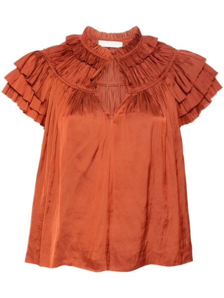 Plisseret bluse Ulla Johnson orange