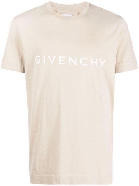 Памучна тениска с принт Givenchy бежово