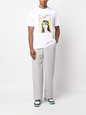 T-shirt en coton à imprimé Casablanca blanc