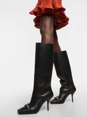 Pleteni usnjene gumijasti škornji Givenchy črna