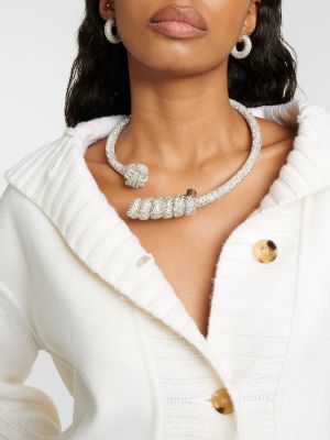 Ogrlica s kristalima Max Mara srebrena