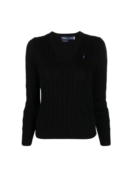 Sweter z dekoltem w serek Ralph Lauren czarny