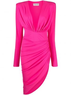 Koktel haljina s v-izrezom Alexandre Vauthier ružičasta