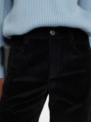 Manšestrové kalhoty s vysokým pasem Brunello Cucinelli černé