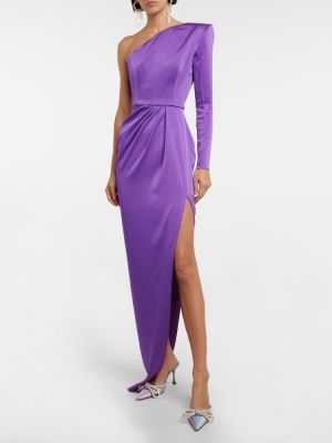 Vestido largo de raso de crepé Alex Perry violeta