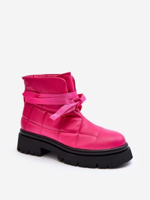 Ватирани обувки до глезена с връзки с дантела Big Star Shoes розово