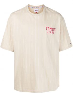 T-shirt ricamato a righe Tommy Jeans beige