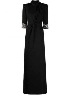 Вечерна рокля с мъниста от креп Jenny Packham черно
