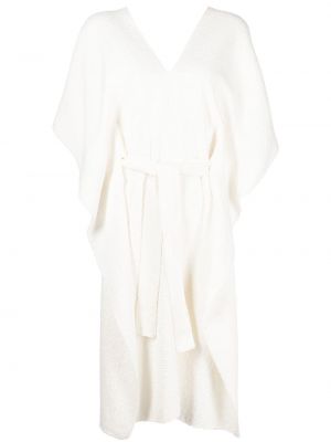 Bavlněné asymetrické šaty s výstřihem do v Voz - bílá