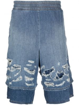 Szorty jeansowe z przetarciami Diesel niebieskie