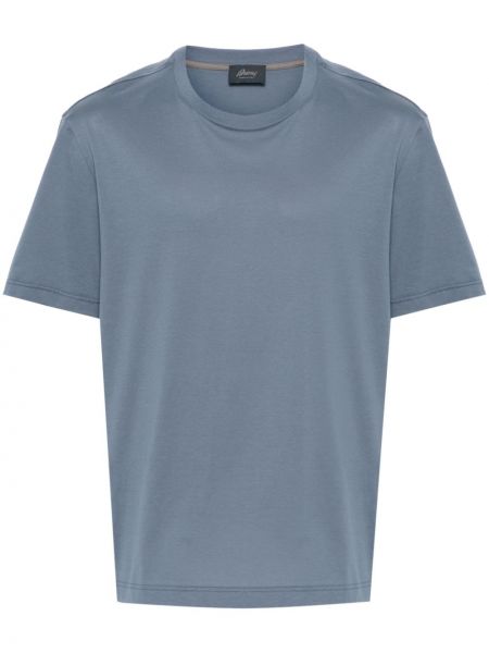 Bavlnené tričko s okrúhlym výstrihom Brioni modrá