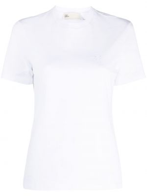 T-shirt en coton avec manches courtes Tory Burch blanc