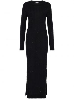 Flitrované šaty Brunello Cucinelli čierna