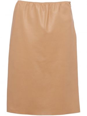 Kožená sukňa Prada hnedá