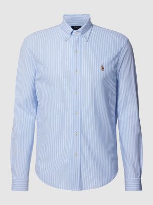 Koszula w paski z długim rękawem z siateczką Polo Ralph Lauren niebieska
