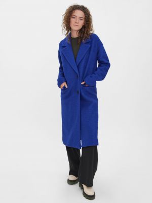 Vlnený priliehavý kabát Vero Moda modrá