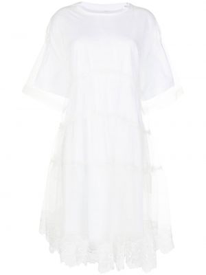 Кружевное ажурное платье из фатина Simone Rocha, белое