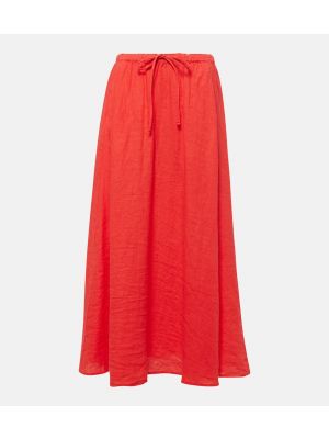 Βελούδινη λινή maxi φούστα Velvet κόκκινο
