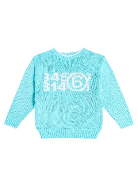 Bomull strikkegenser for jenter Mm6 Maison Margiela Kids blå