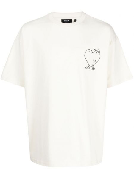 Bavlněné tričko s potiskem se srdcovým vzorem Five Cm bílé