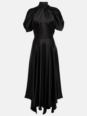 Drapované saténové midi šaty Stella Mccartney čierna