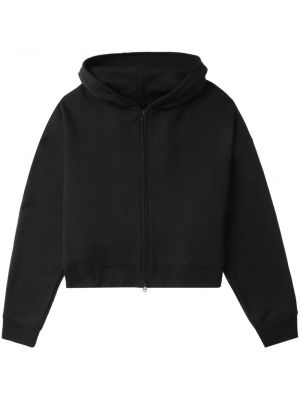 Pamučna hoodie s kapuljačom s vezom Y's crna
