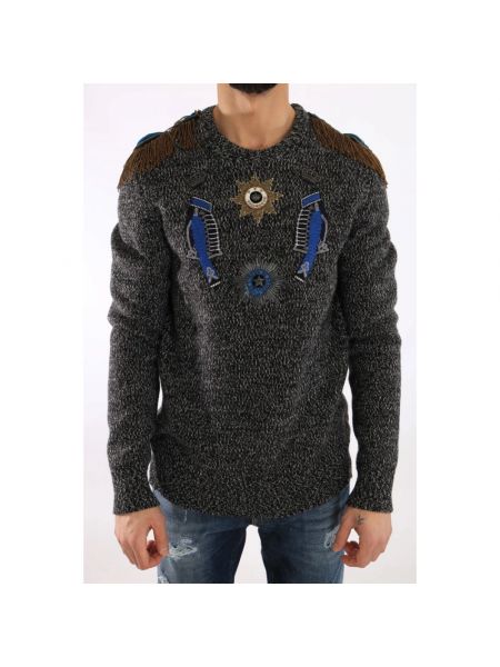 Sweter z kaszmiru wełniany z kaszmiru Dolce And Gabbana szary