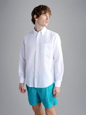 Camisa de lino de algodón manga larga Paul & Shark blanco