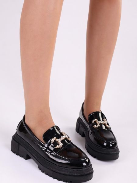 Pantofi loafer din piele de lac cu cataramă Shoeberry negru