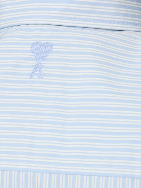 Camisa de cachemir de algodón a rayas Ami Paris azul