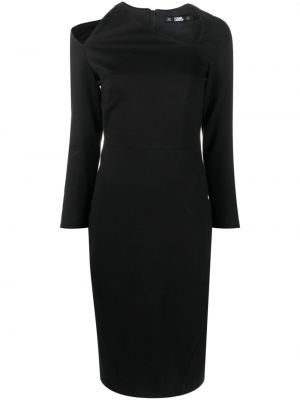Midi obleka Karl Lagerfeld črna