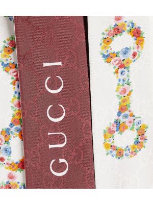 Копринен шал на цветя Gucci бяло