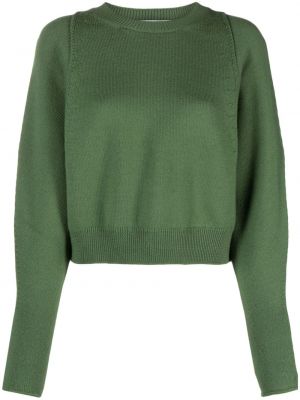 Vlněný svetr s kulatým výstřihem Nude zelený