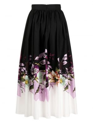 Květinové bavlněné sukně s potiskem Elie Saab černé