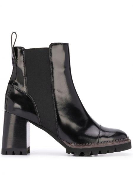 Chunky leder ankle boots mit absatz See By Chloé schwarz