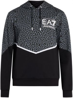 Raštuotas medvilninis džemperis su gobtuvu su abstrakčiu raštu Ea7 Emporio Armani