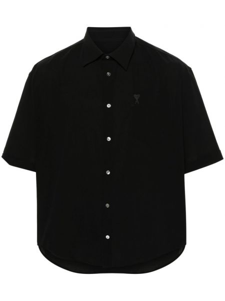 Poloshirt med broderier Ami Paris sort