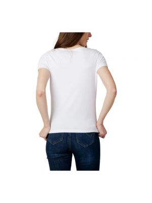 Camiseta con estampado con escote barco Emporio Armani Ea7 blanco
