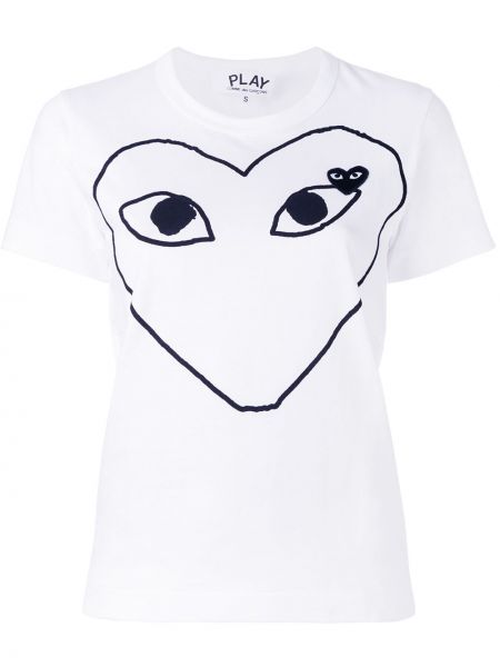 Koszulka z nadrukiem w serca Comme Des Garcons Play biała