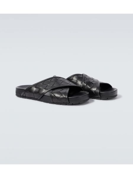 Sandały skórzane Bottega Veneta czarne