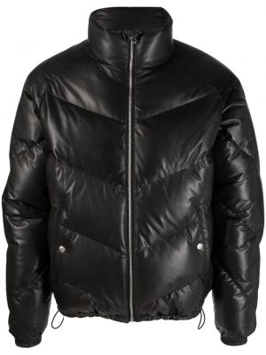 Prešívaná kožená bunda na zips Fursac čierna