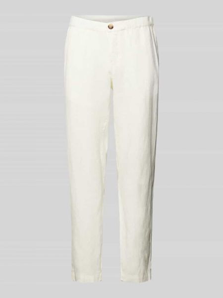 Lniane spodnie w jednolitym kolorze Mazine białe