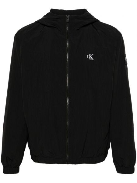 Τζιν μπουφάν με κουκούλα με σχέδιο Calvin Klein Jeans μαύρο