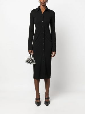 Midi šaty s knoflíky Helmut Lang černé