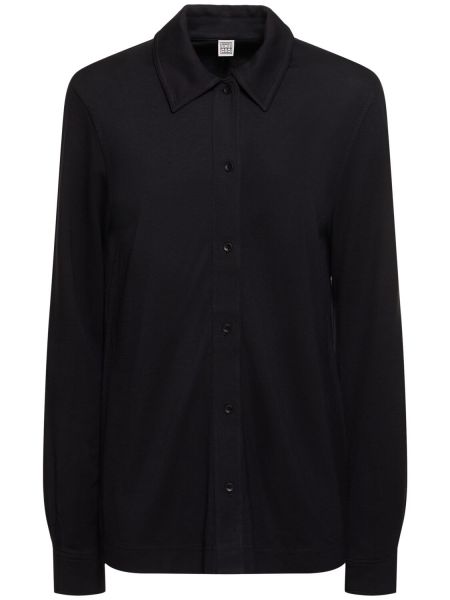 Camisa de viscosa de tela jersey Totême negro