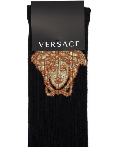 Žakárové bavlnené ponožky Versace čierna