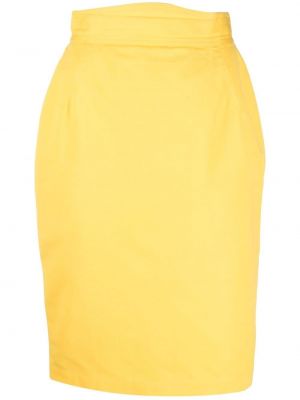 Bavlněné pouzdrová sukně s vysokým pasem na zip Thierry Mugler Pre-owned - žlutá