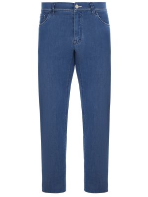 Голубые хлопковые прямые джинсы Castangia