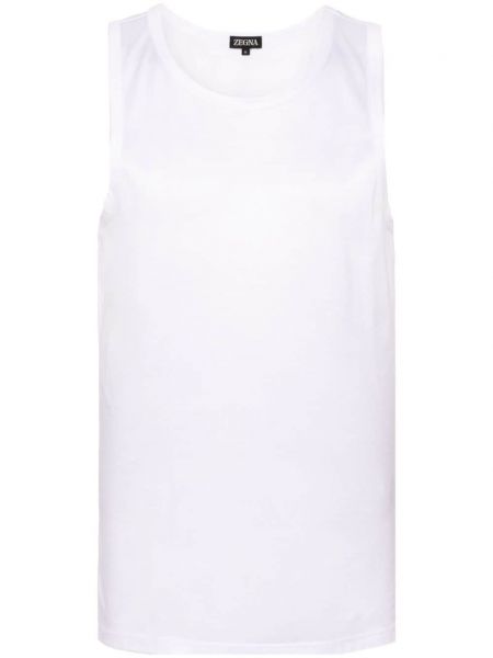 Bavlnená košeľa s okrúhlym výstrihom Zegna biela