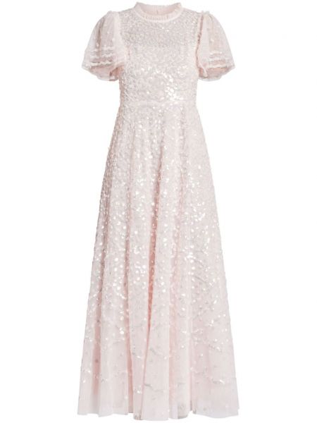 Μάξι φόρεμα με κέντημα Needle & Thread ροζ